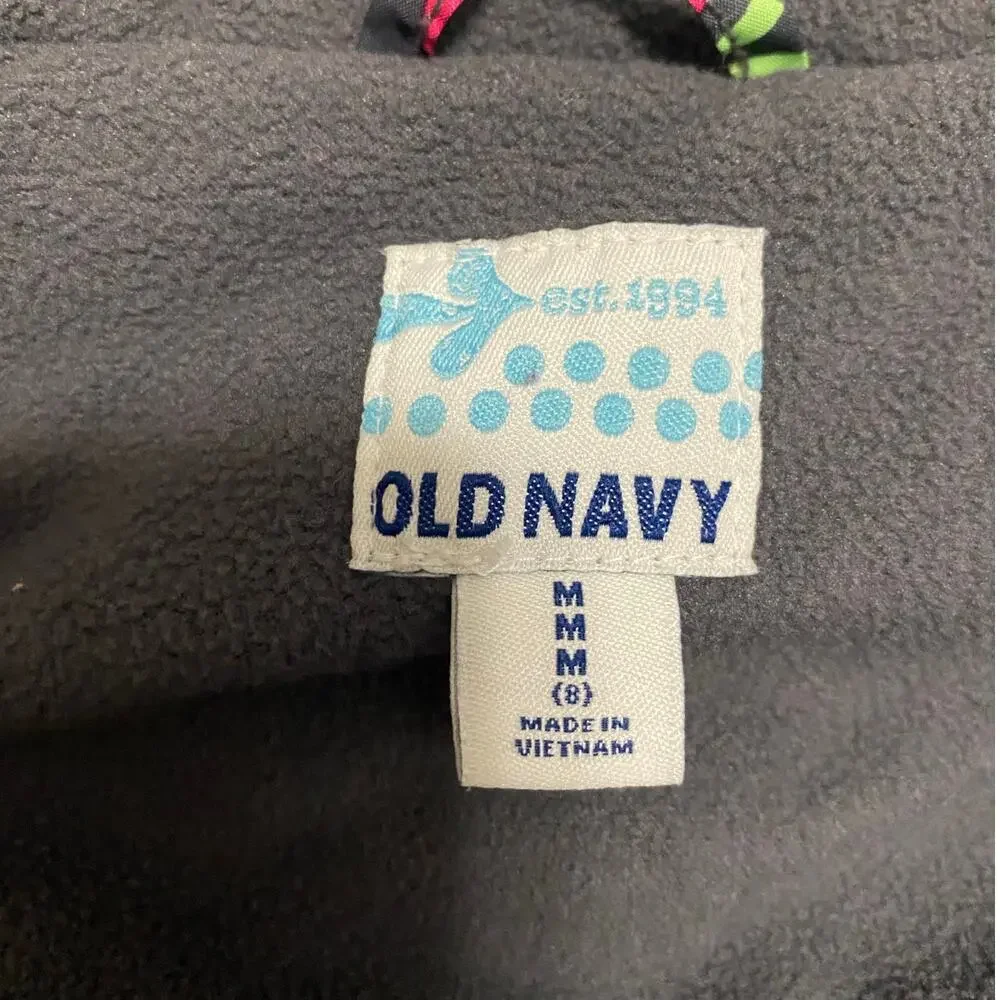 Old Navy Girl's Puffer Vest Medium 8 Gray Multicolor Full Zip Up Pockets